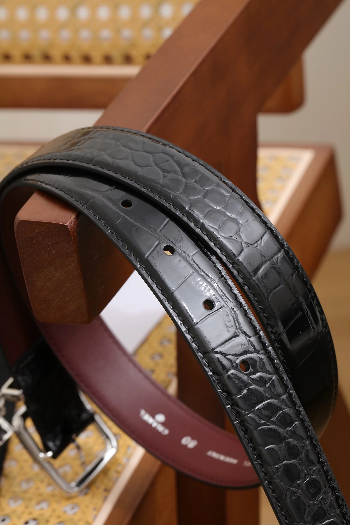 CHANEL Belts Calf Leather Black-Silver A80202609070446 - Image 4