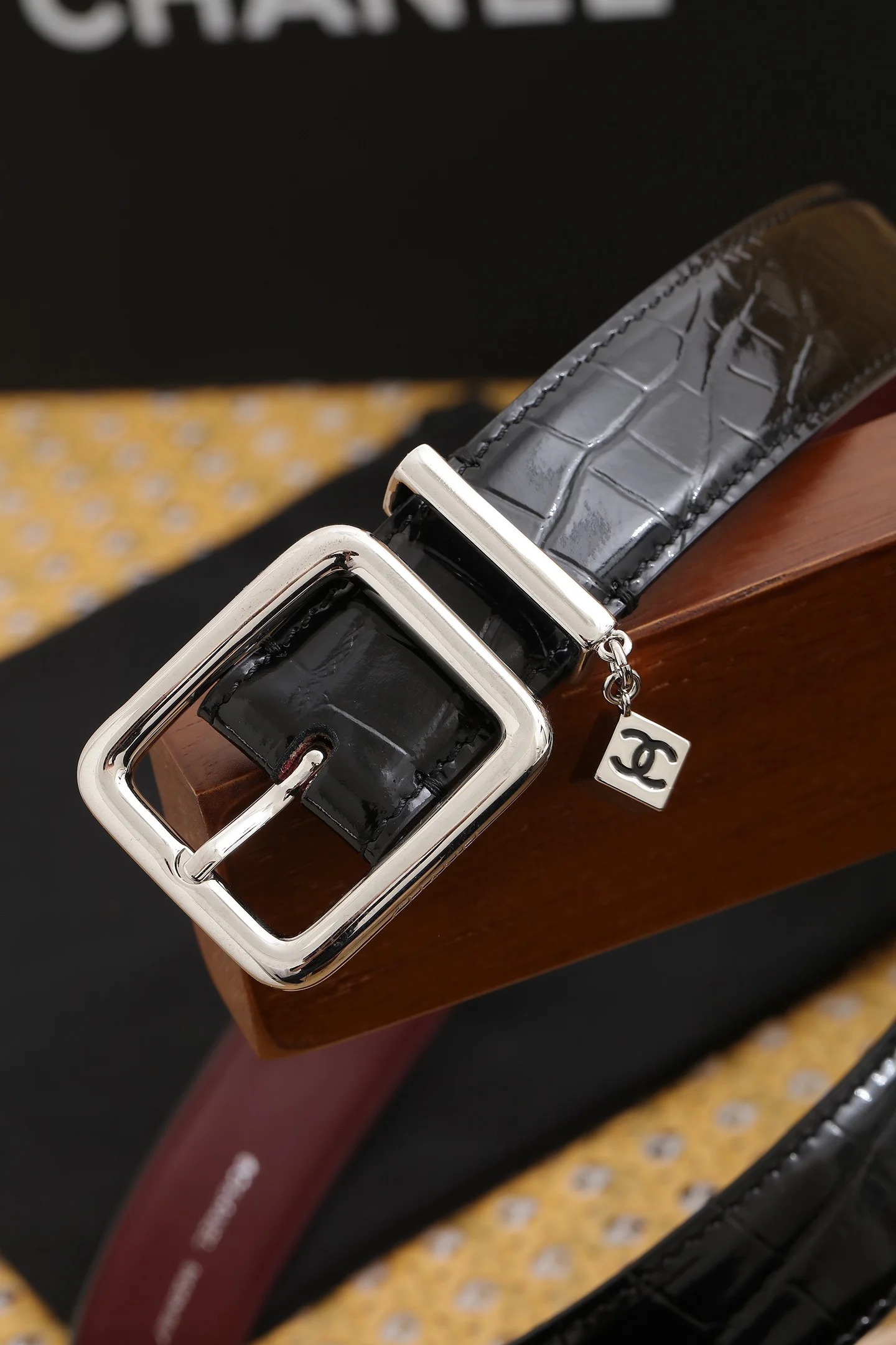 CHANEL Belts Calf Leather Black-Silver A80202609070446 - Image 6