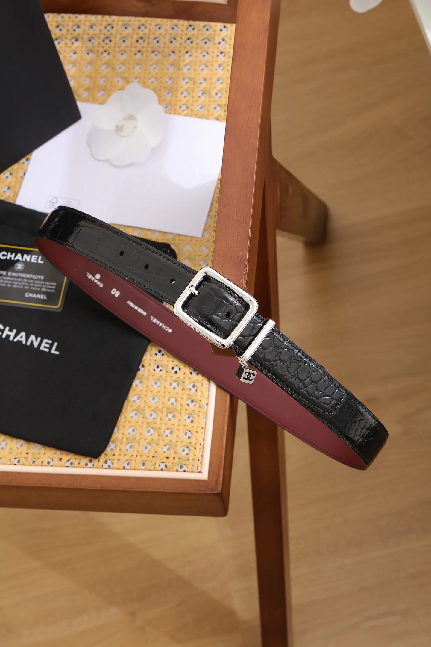 CHANEL Belts Calf Leather Black-Silver A80202609070446 - Image 7