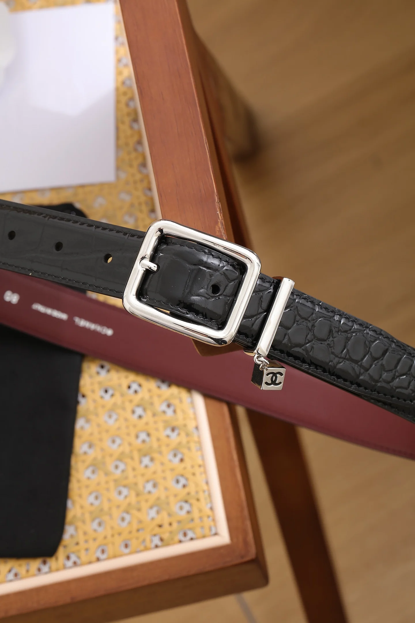 CHANEL Belts Calf Leather Black-Silver A80202609070446 - Image 8