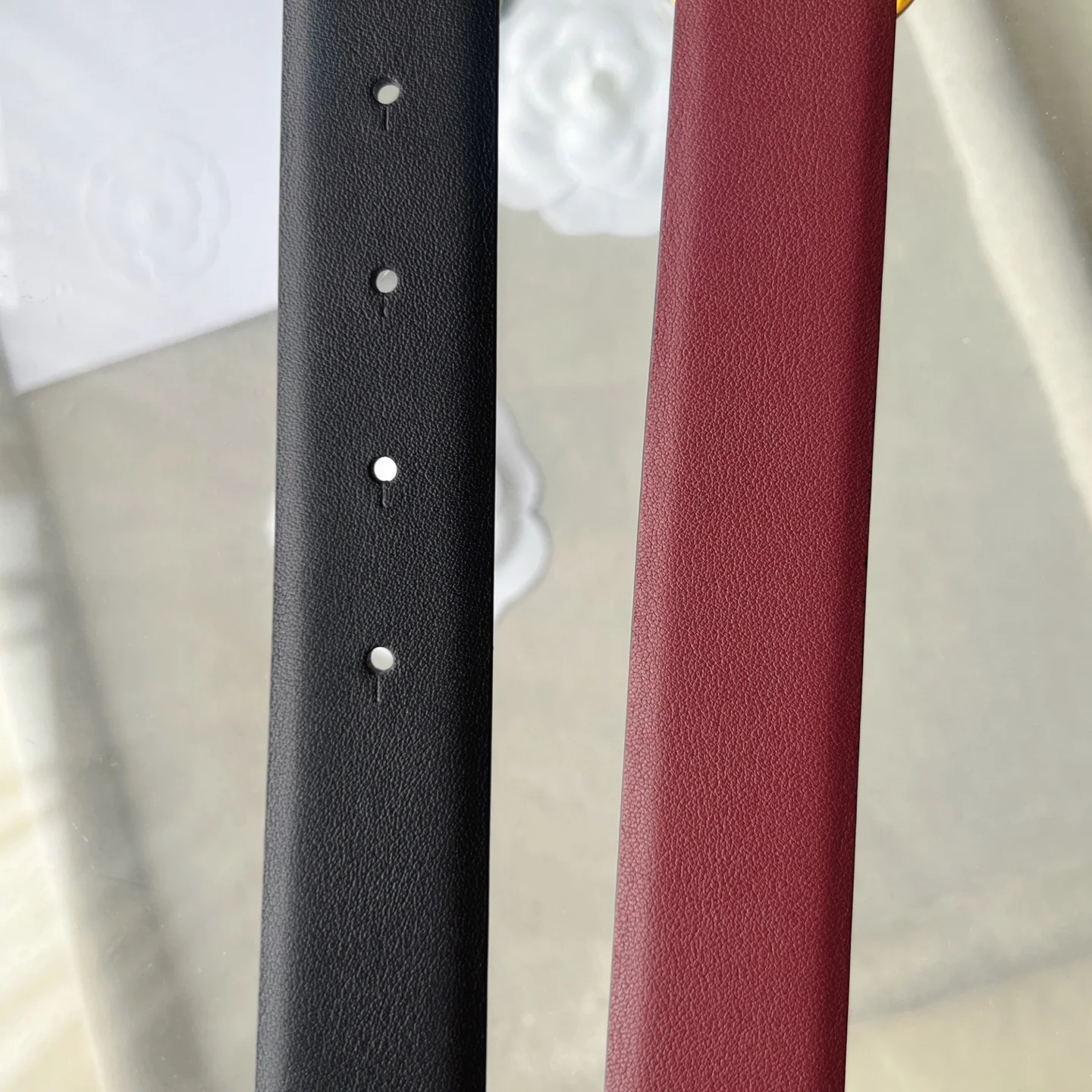CHANEL Belts Calfskin Leather Black-Gold-Red 30mm Width A60202609070354 - Image 11