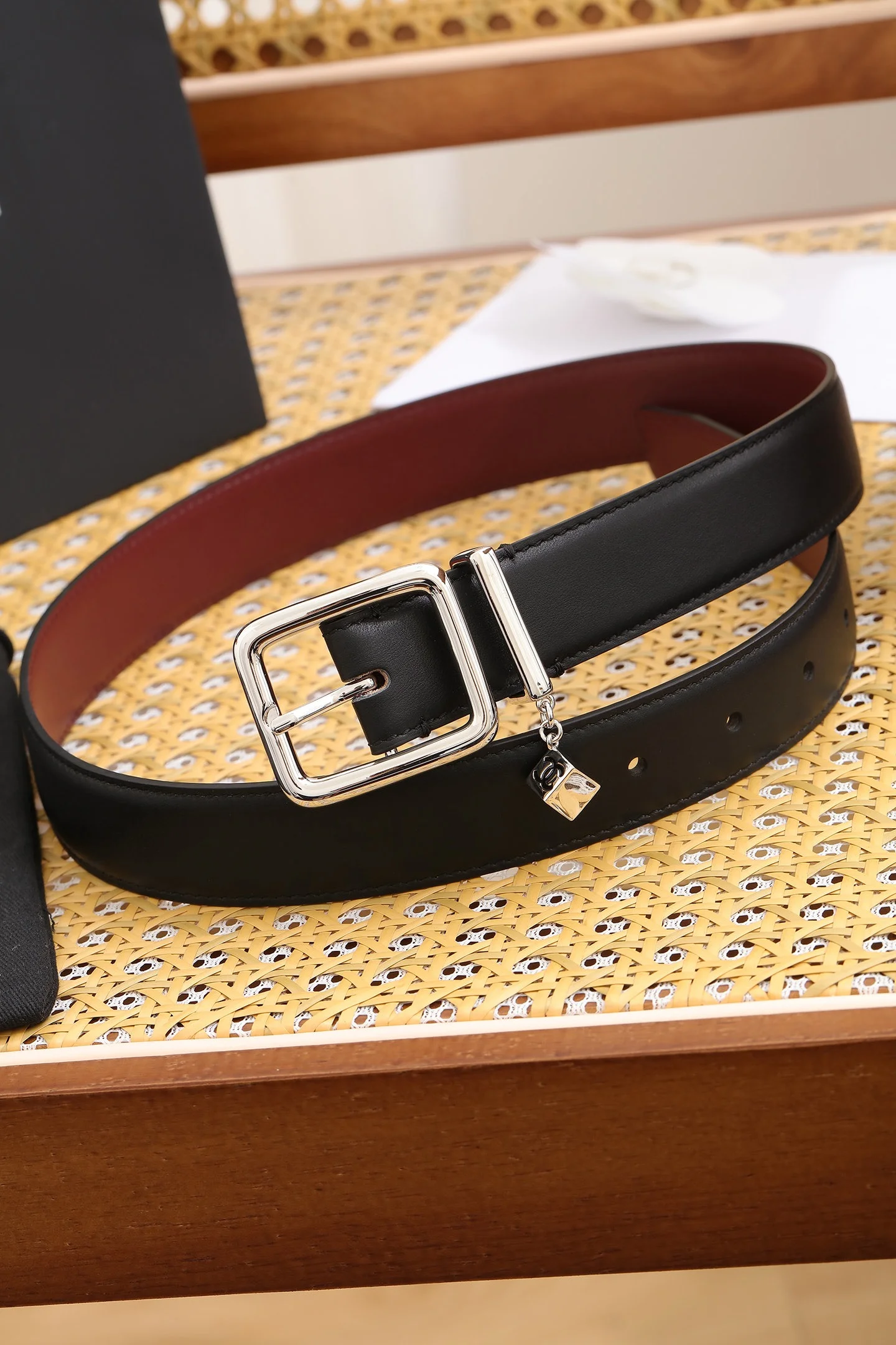 CHANEL Belts Calfskin Leather Black-Silver A80202609070449