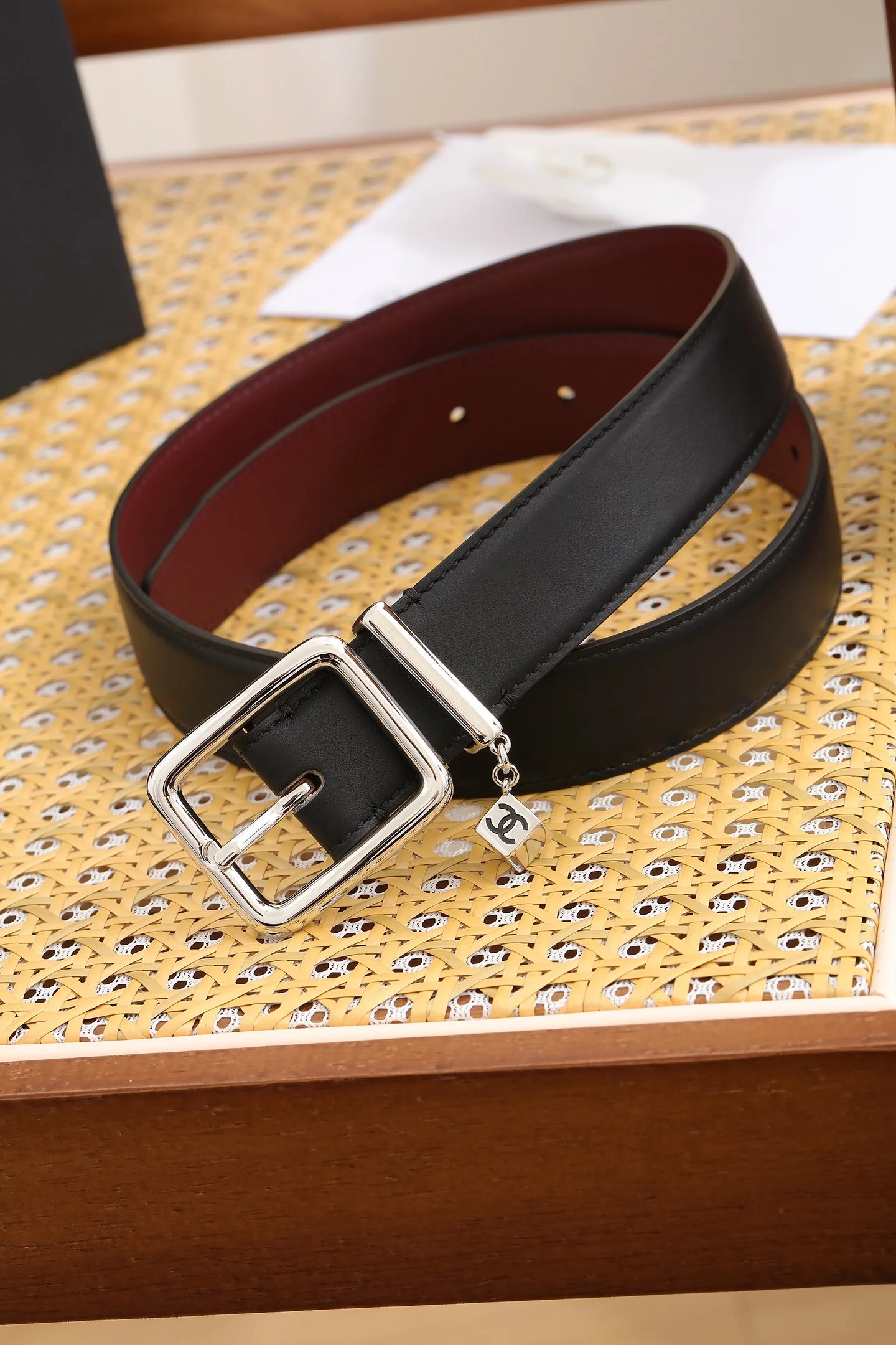 CHANEL Belts Calfskin Leather Black-Silver A80202609070449 - Image 2