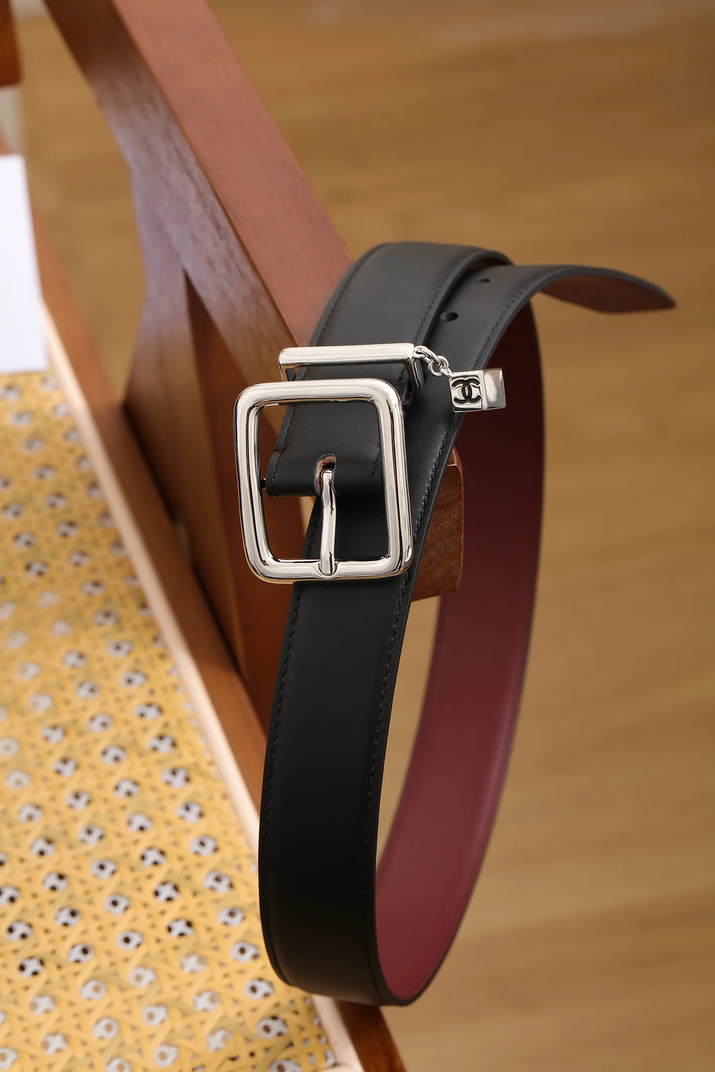 CHANEL Belts Calfskin Leather Black-Silver A80202609070449 - Image 3
