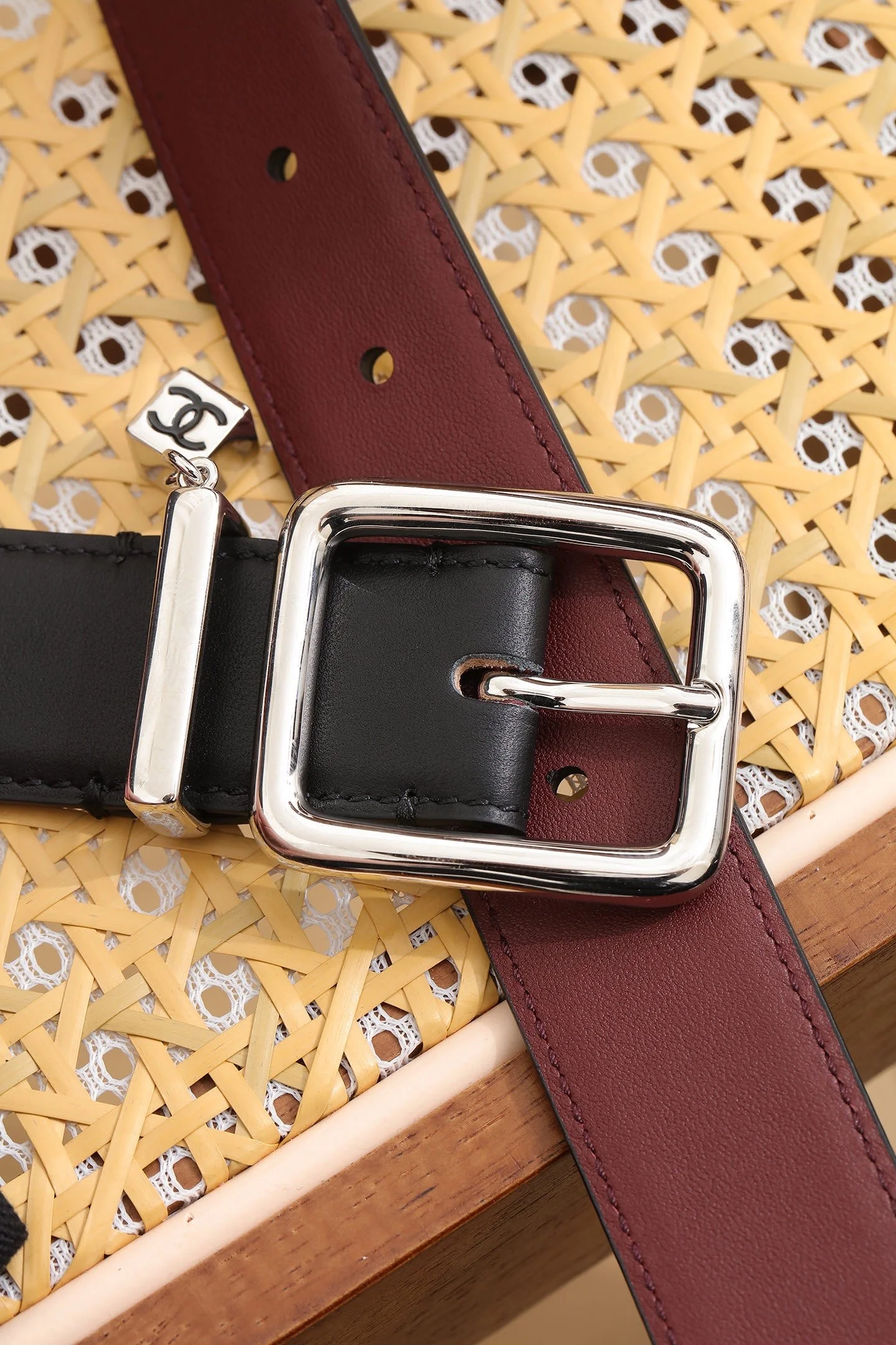 CHANEL Belts Calfskin Leather Black-Silver A80202609070449 - Image 7