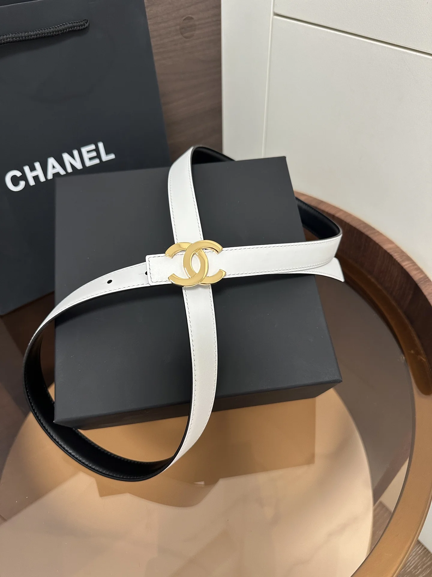 CHANEL Belts Leather Black-Gold 2cm Width A60202609070222 - Image 6