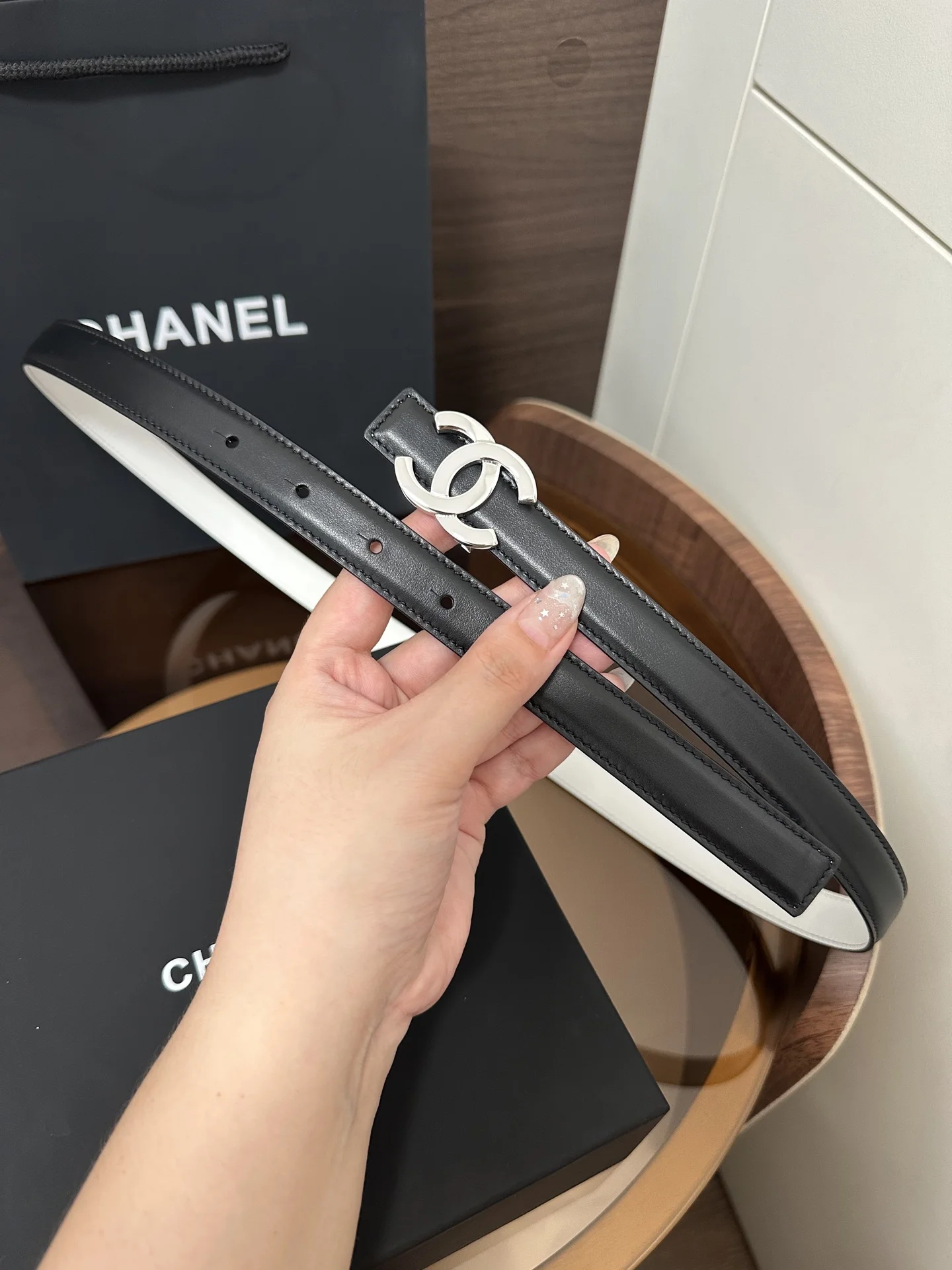 CHANEL Belts Leather Black-Gold 2cm Width A60202609070222 - Image 7