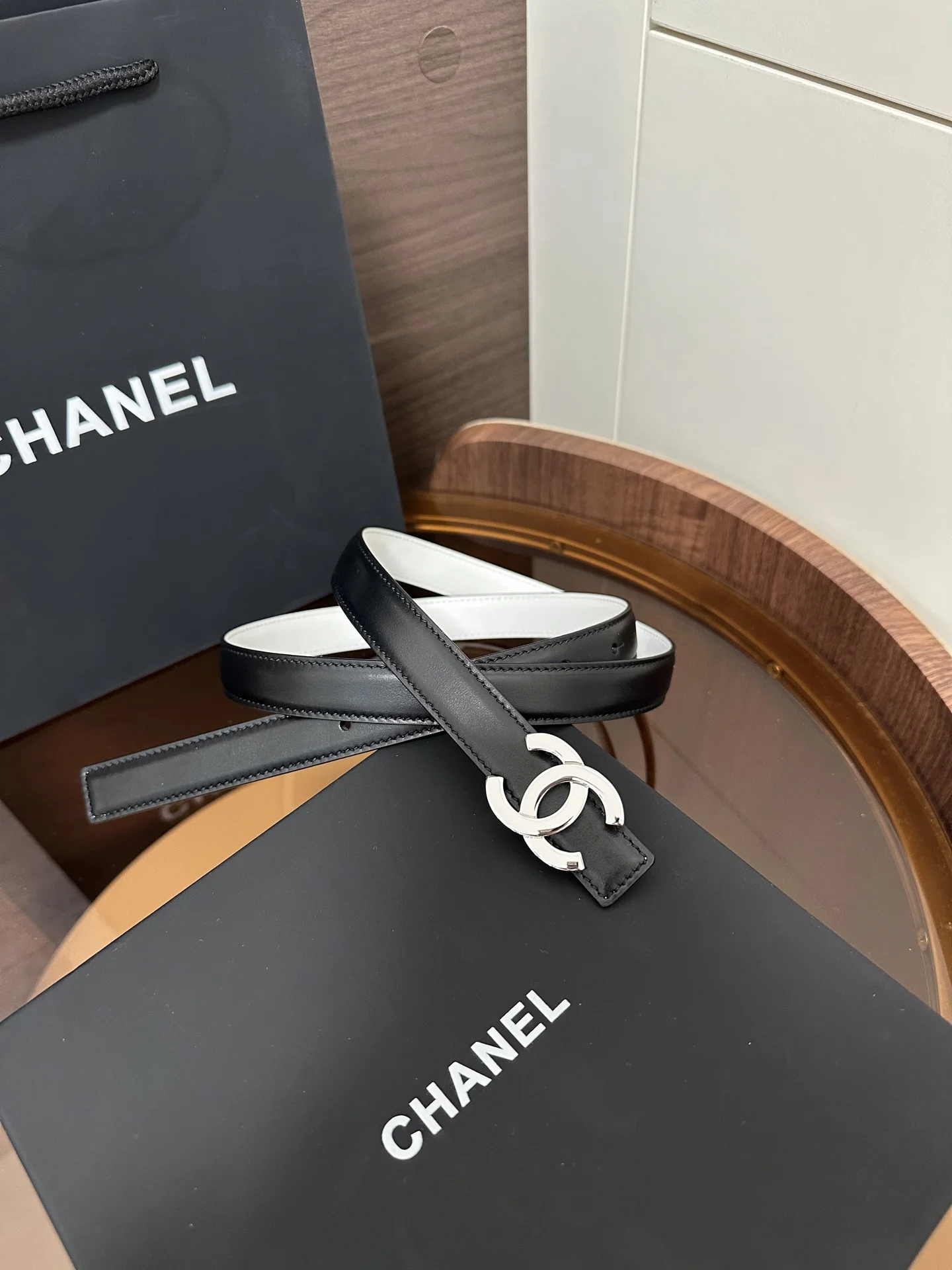 CHANEL Belts Leather Black-Gold 2cm Width A60202609070222 - Image 8