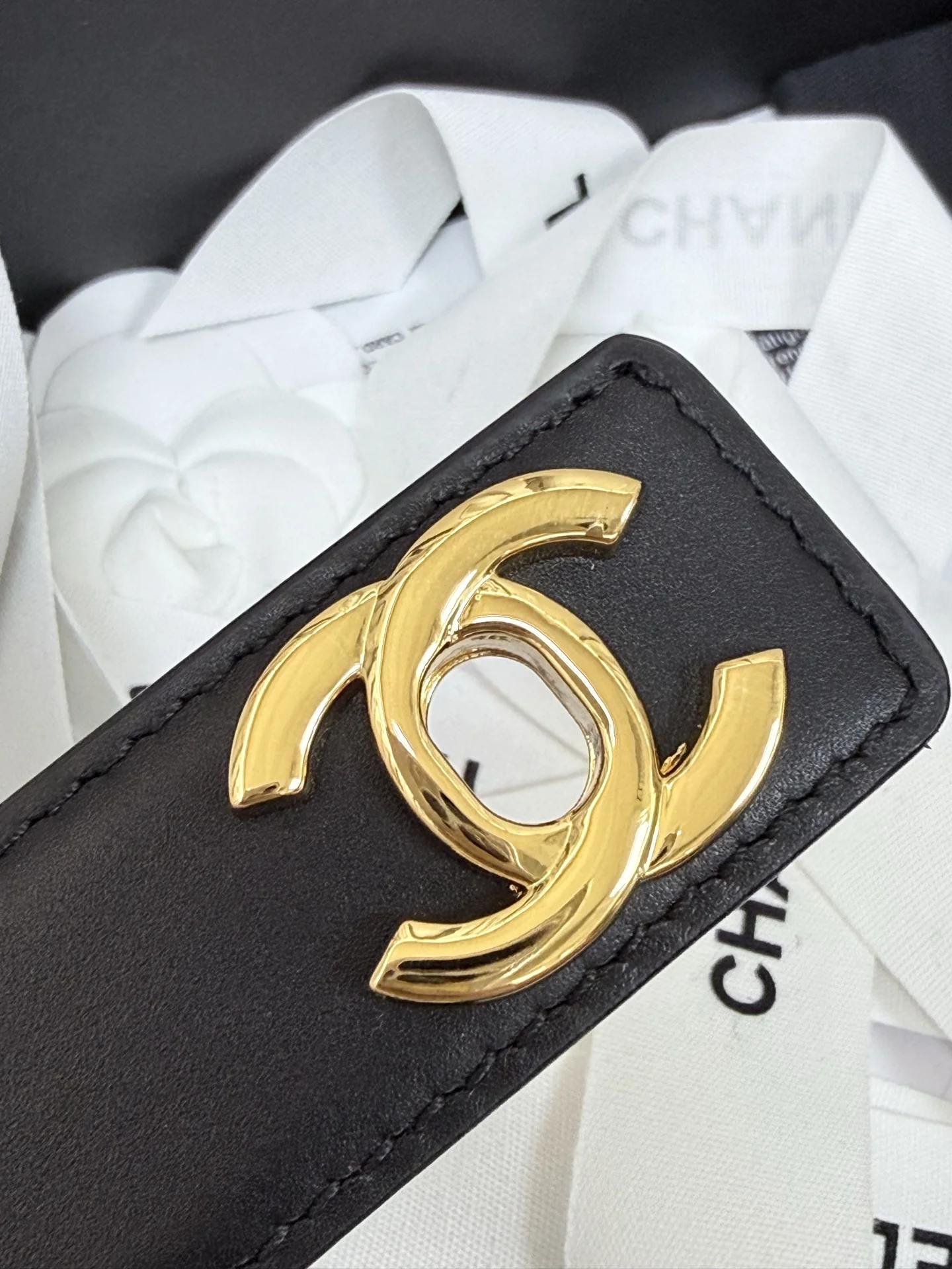 CHANEL Belts Leather Black-Gold-Red A90202609070186 - Image 7