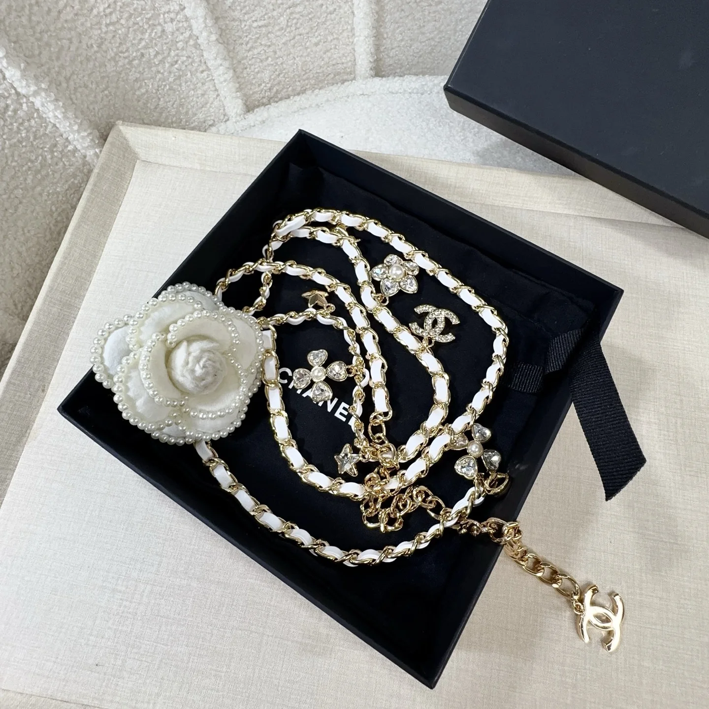 CHANEL Belts Leather Metal White-Gold A90202609070263 - Image 3