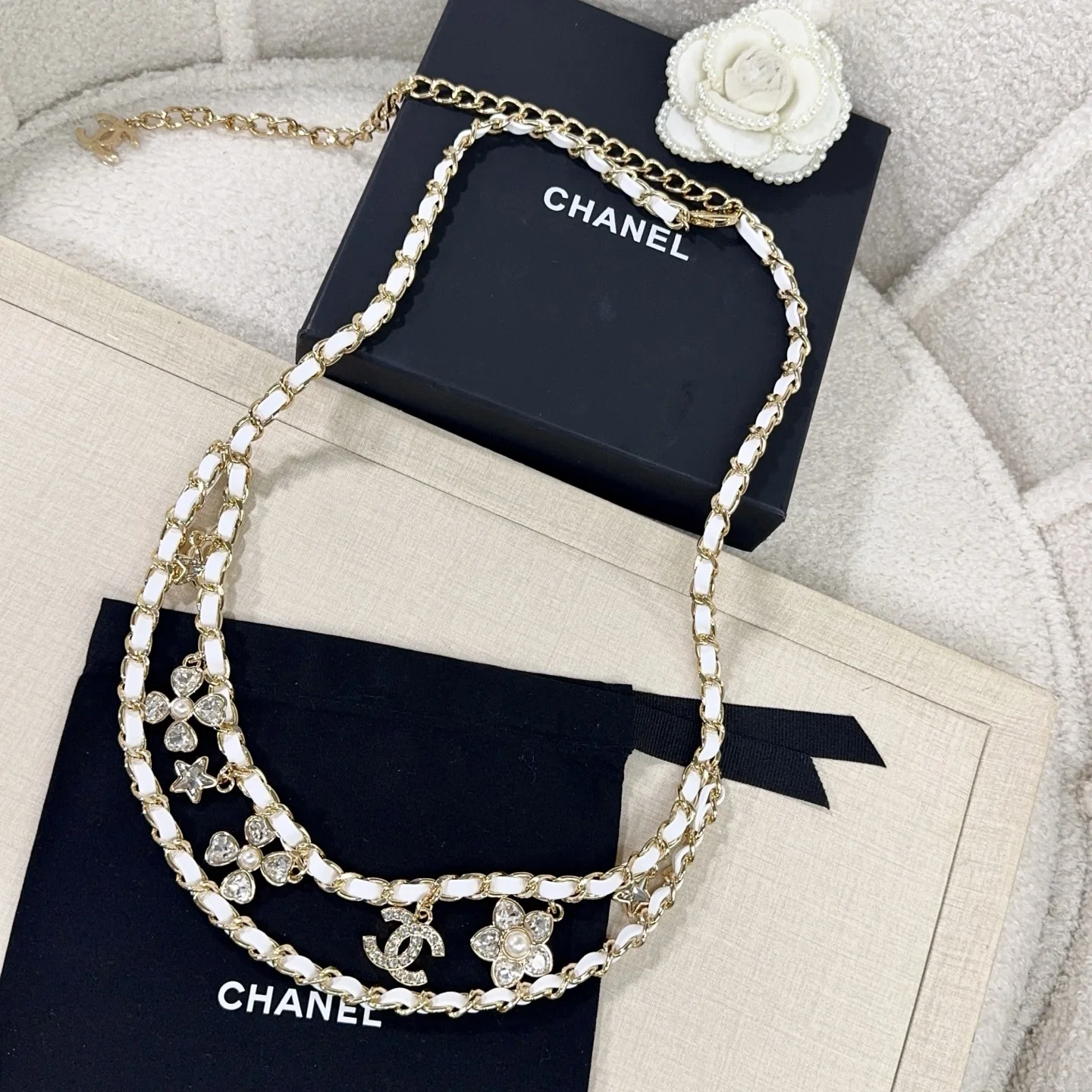 CHANEL Belts Leather Metal White-Gold A90202609070263 - Image 8