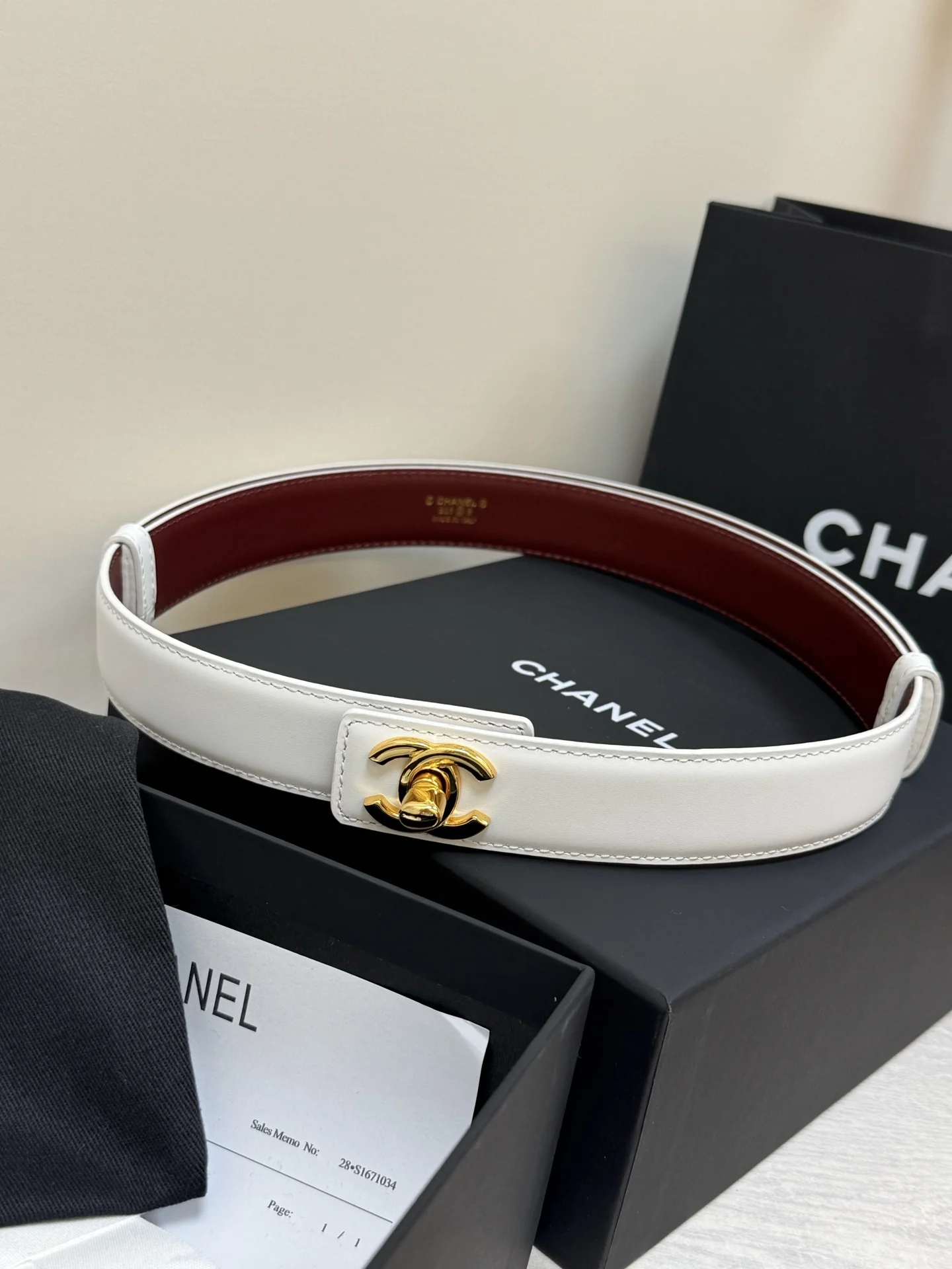 CHANEL Belts Leather White-Gold A90202609070185