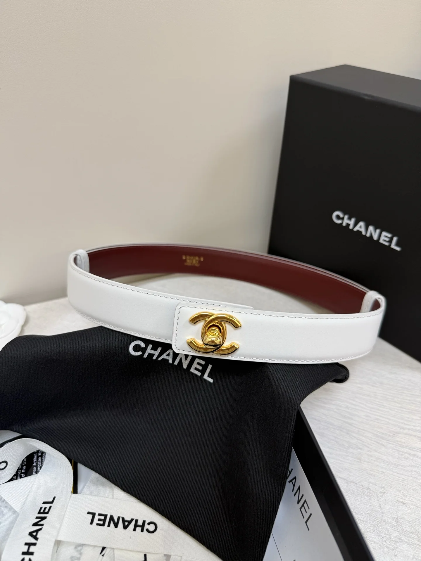 CHANEL Belts Leather White-Gold A90202609070185 - Image 5