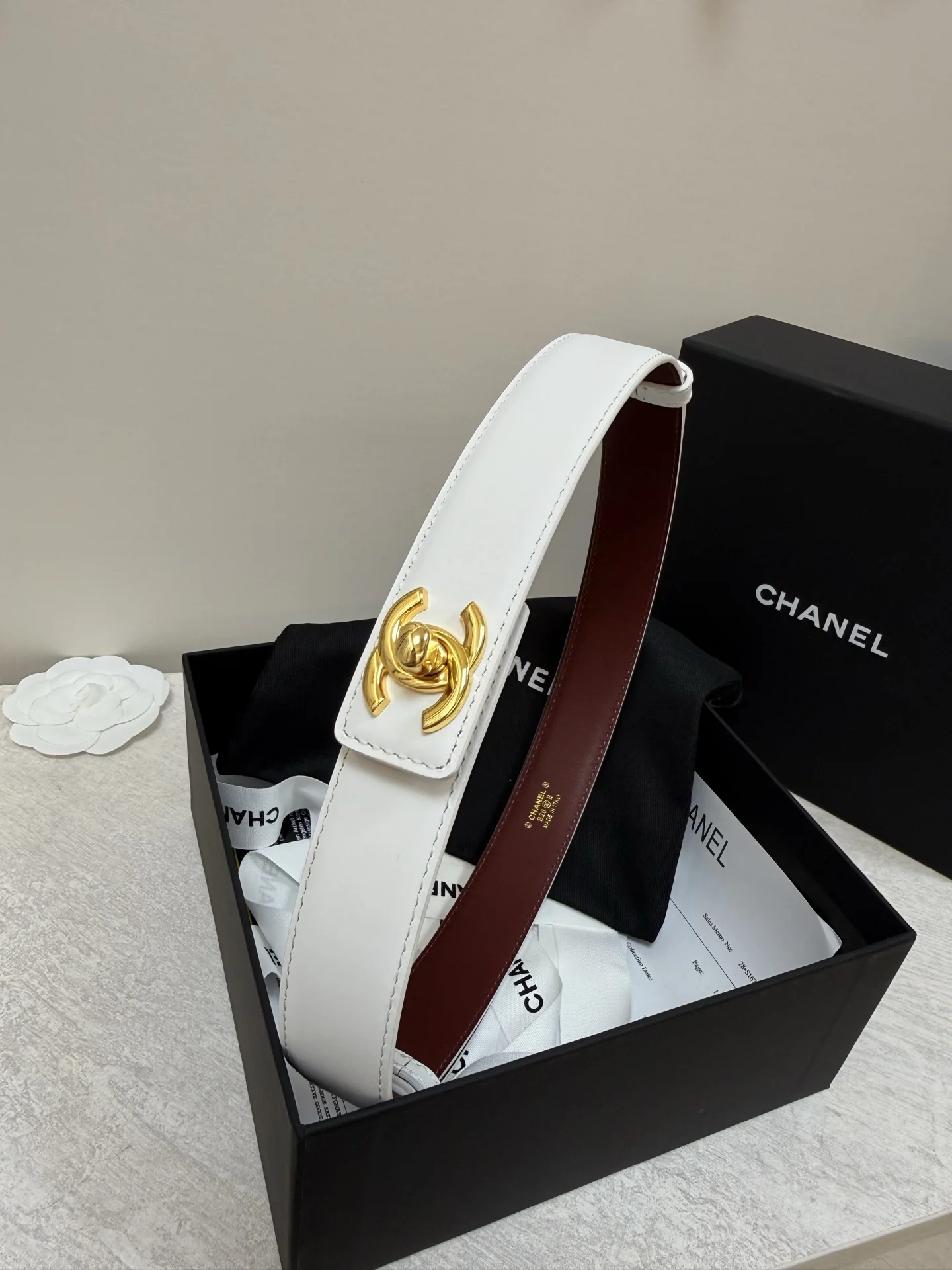 CHANEL Belts Leather White-Gold A90202609070185 - Image 6