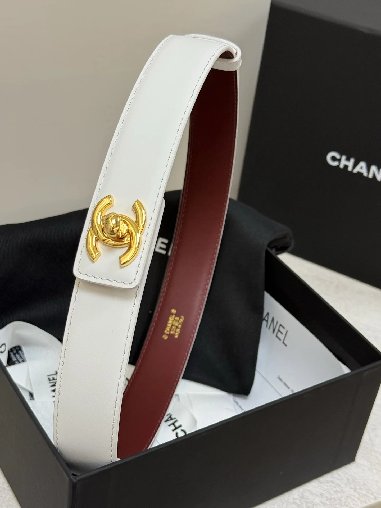 CHANEL Belts Leather White-Gold A90202609070185 - Image 7