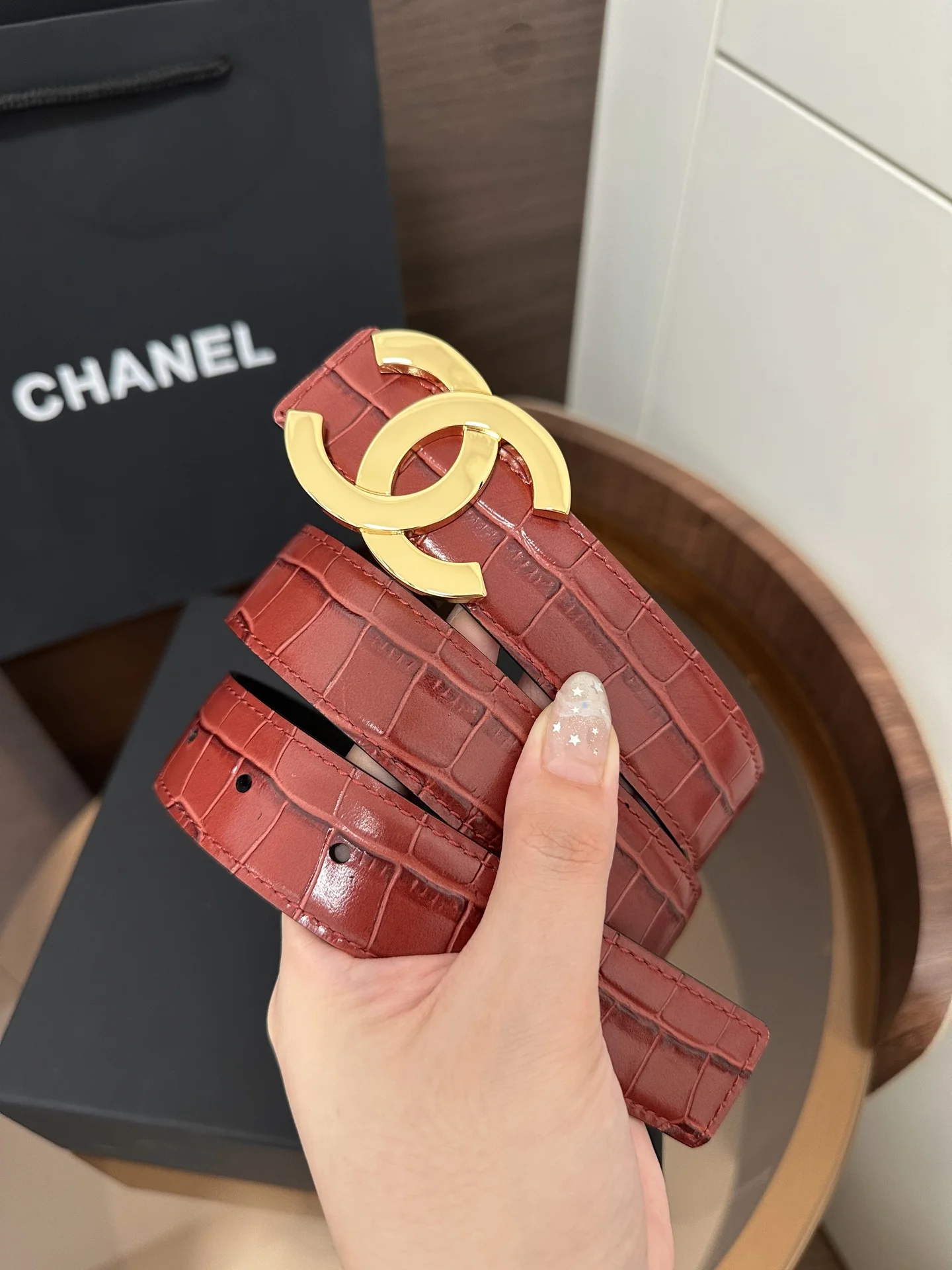 CHANEL Belts Red-Gold 3cm Width A60202609070241 - Image 2
