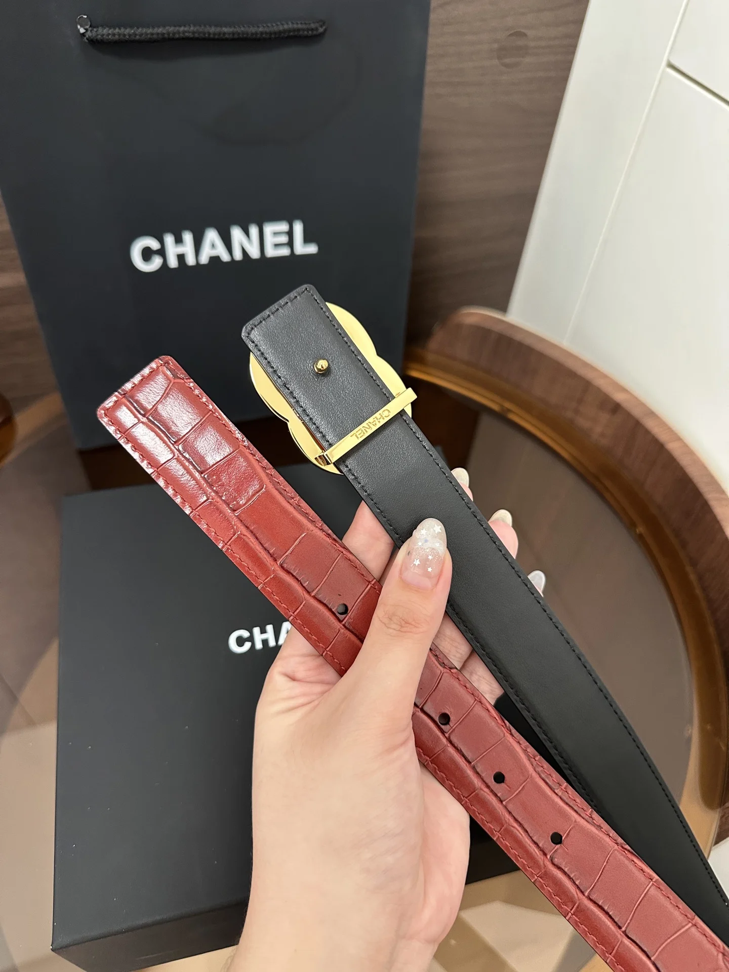 CHANEL Belts Red-Gold 3cm Width A60202609070241 - Image 5