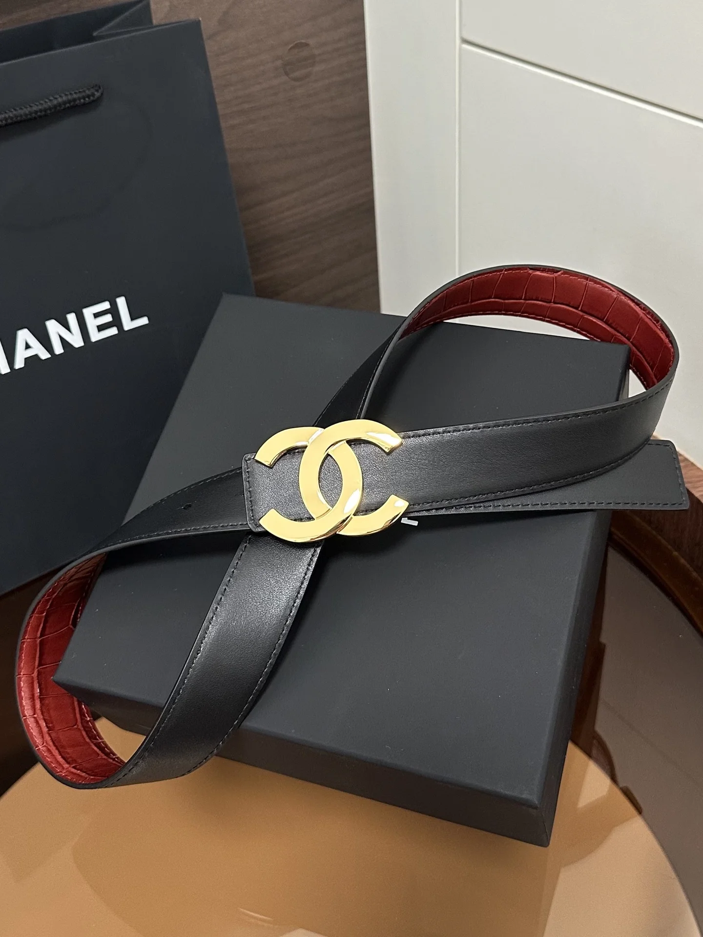 CHANEL Belts Red-Gold 3cm Width A60202609070241 - Image 6