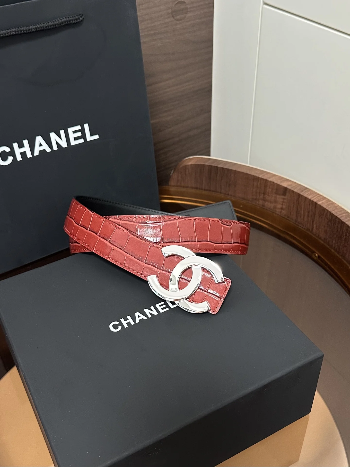 CHANEL Belts Red-Gold 3cm Width A60202609070241 - Image 8