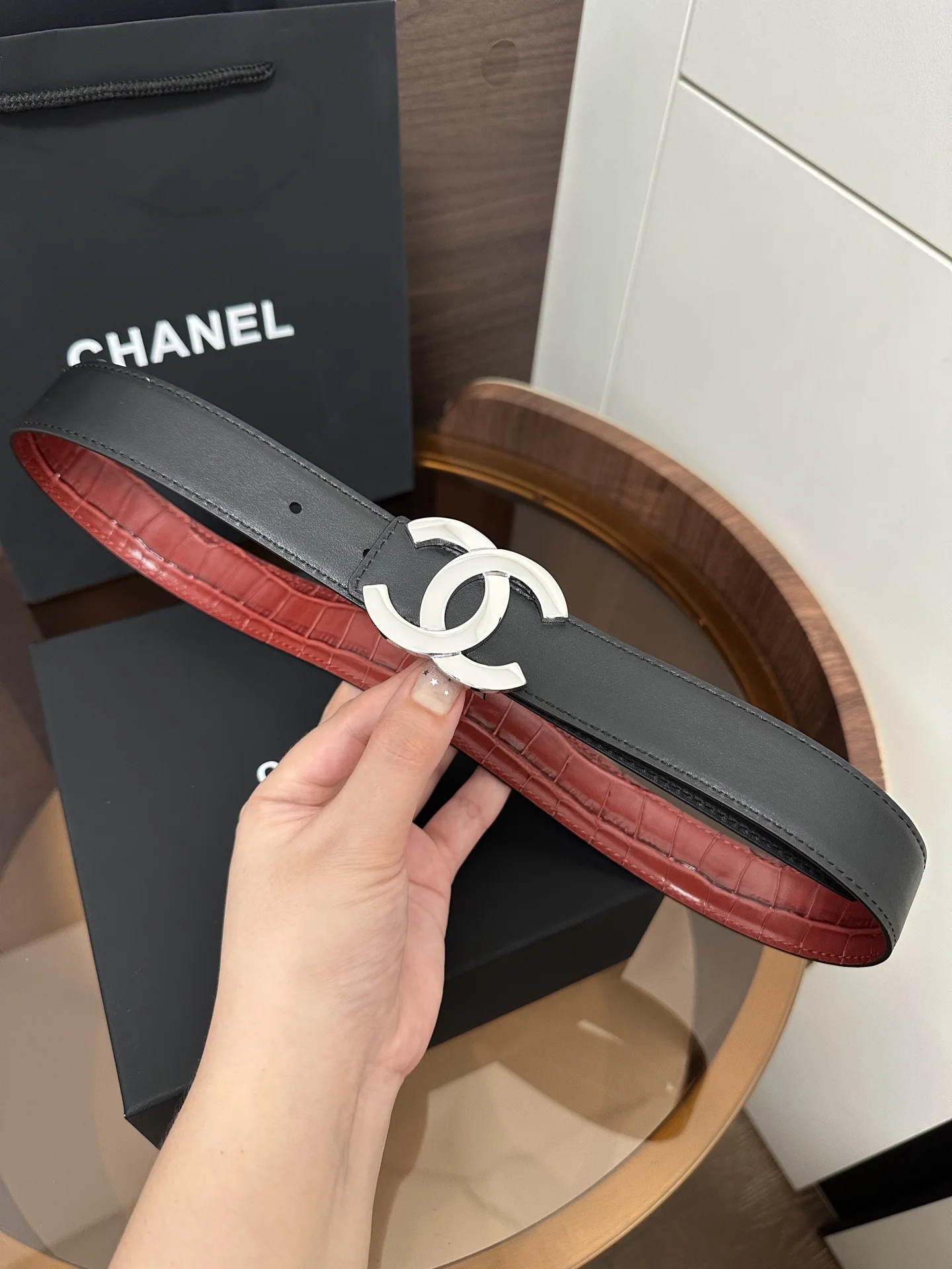 CHANEL Belts Red-Gold 3cm Width A60202609070241 - Image 9