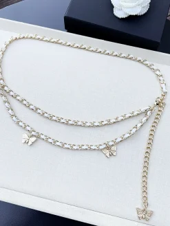 CHANEL Belts Woven Leather White-Gold A80202609070535