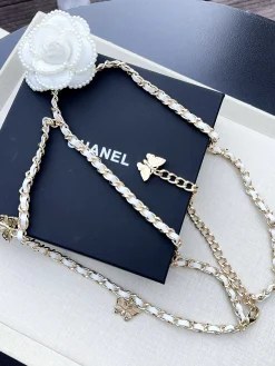 Alternative view of CHANEL Belts Woven Leather White-Gold A80202609070535