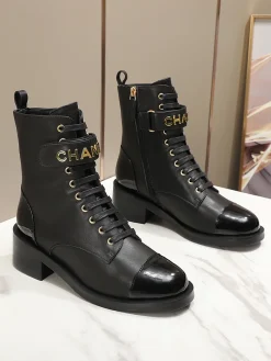 Alternative view of CHANEL Boots Calf Leather Black-Gold EU35-40 C10202609111247