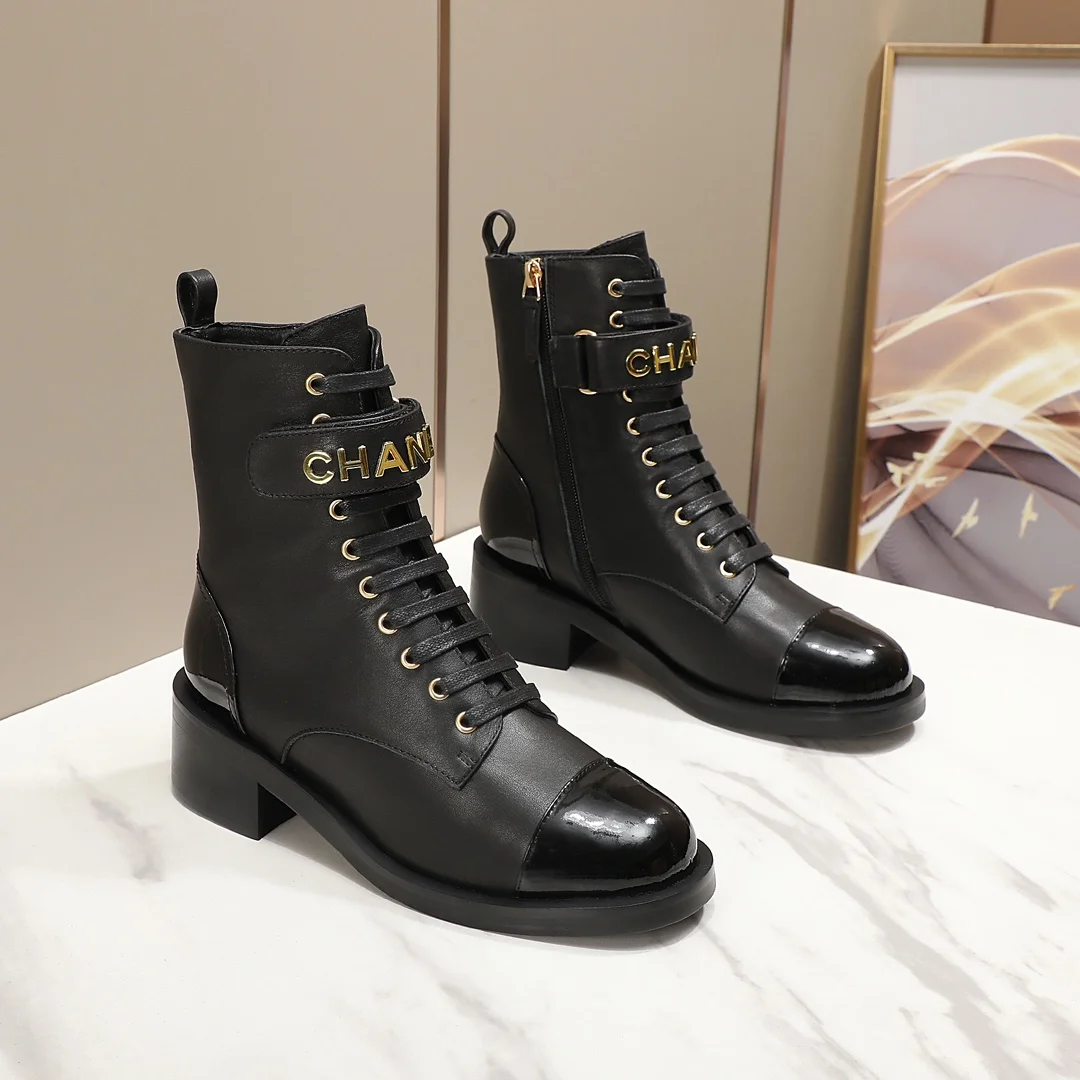 CHANEL Boots Calf Leather Black-Gold EU35-40 C10202609111247 - Image 2