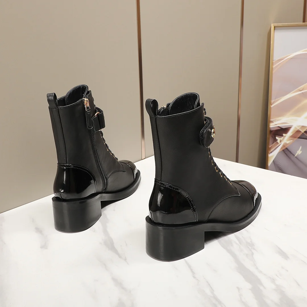 CHANEL Boots Calf Leather Black-Gold EU35-40 C10202609111247 - Image 3