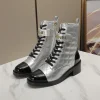 CHANEL Boots Calf Leather Silver-Black EU35-40 C10202609111254