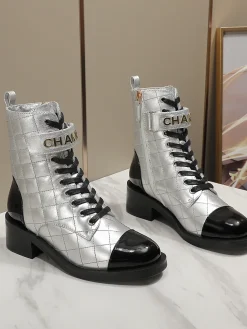 Alternative view of CHANEL Boots Calf Leather Silver-Black EU35-40 C10202609111254
