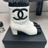 CHANEL Boots Calf Leather White-Black EU35-41 D50202609111992