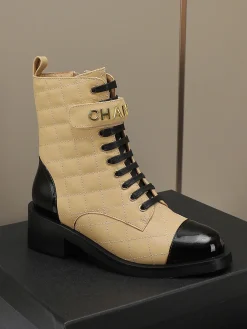 Alternative view of CHANEL Boots Calfskin Leather Beige-Black EU35-40 C10202609111251