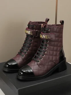 Alternative view of CHANEL Boots Calfskin Leather Burgundy-Black EU35-40 C10202609111250