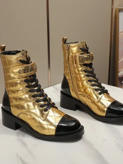 Alternative view of CHANEL Boots Calfskin Leather Gold-Black EU35-40 C10202609111253
