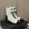 CHANEL Boots Calfskin Leather White-Black EU35-40 C10202609111249