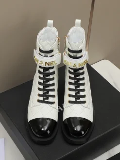 Alternative view of CHANEL Boots Calfskin Leather White-Black EU35-40 C10202609111249