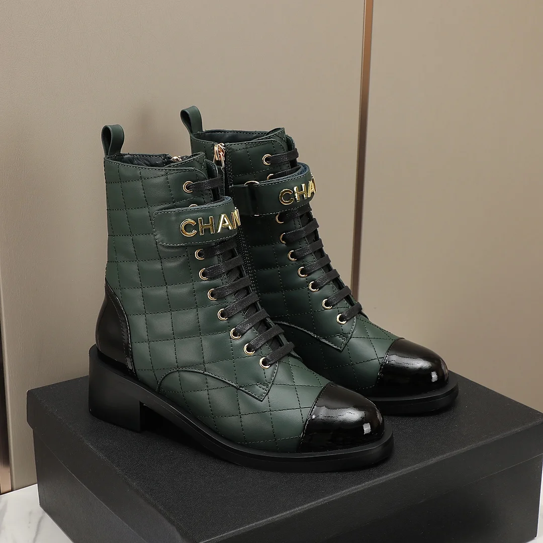 CHANEL Boots Green-Black C10202609111252