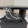CHANEL Boots Lambskin Black-White EU35-40 C60202609111994