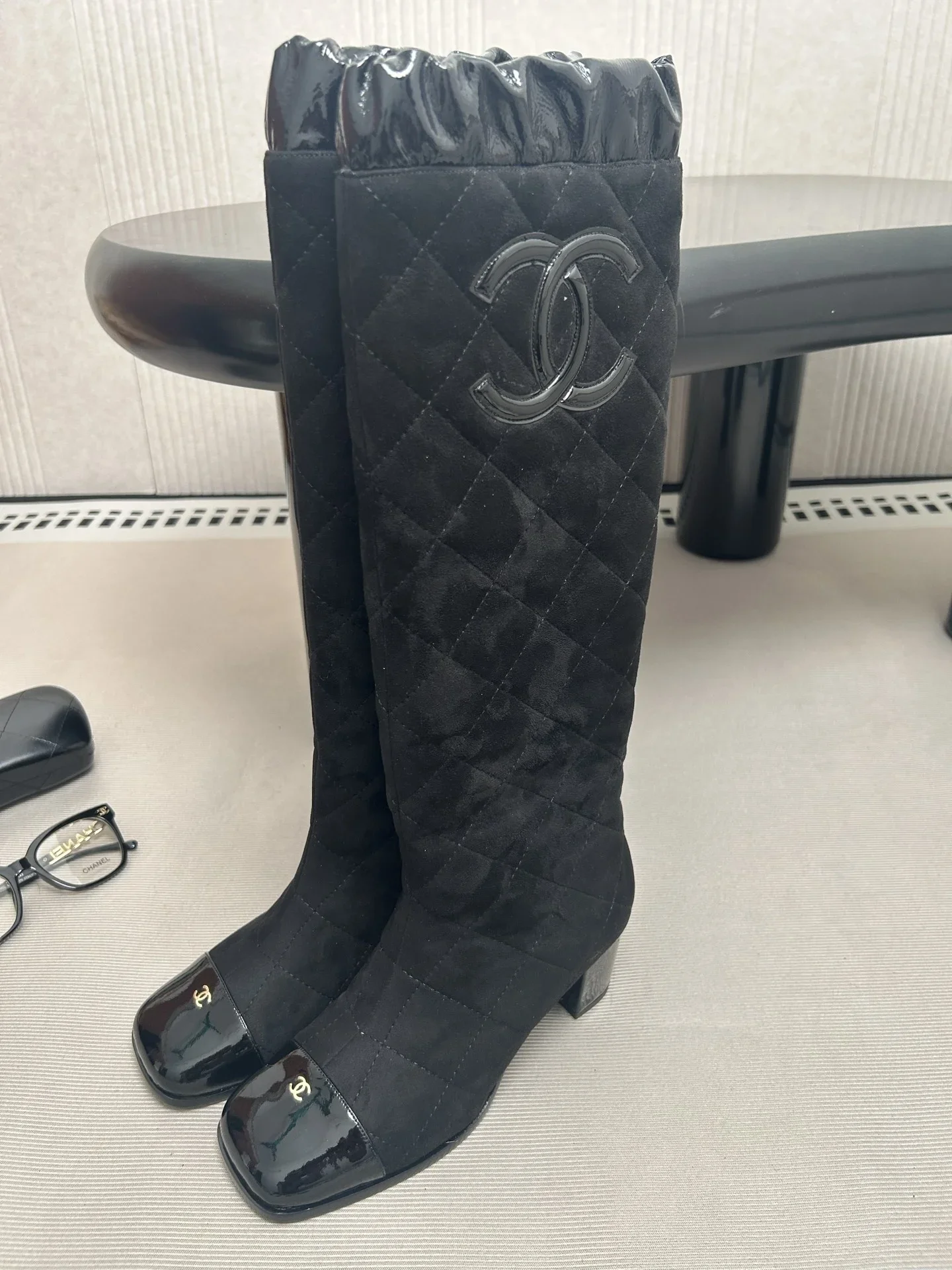 CHANEL Boots Leather Black EU35-39 E50202609111993 - Image 8
