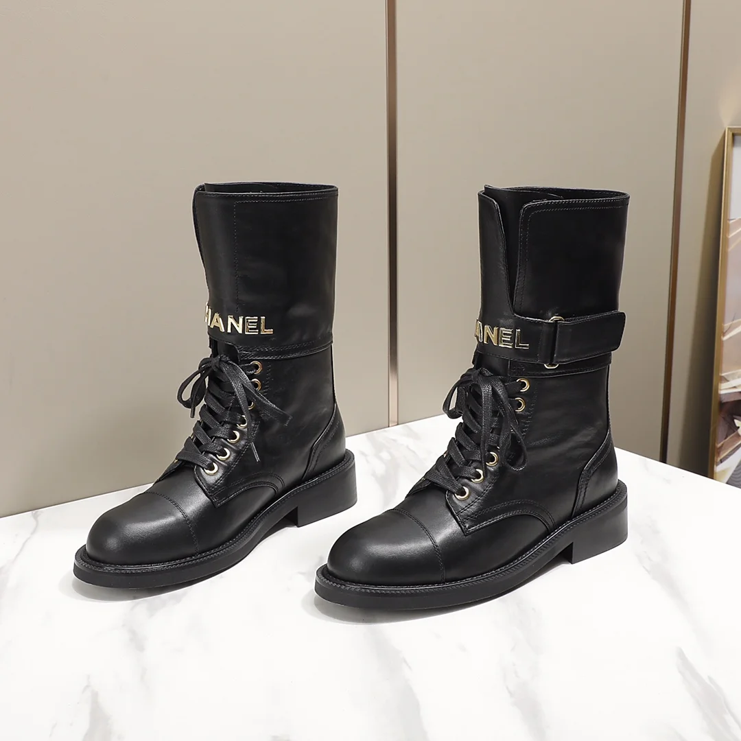 CHANEL Boots Tweed Grosgrain Black-Gold EU35-40 C50202609111256 - Image 2