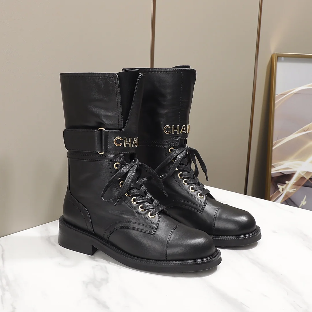 CHANEL Boots Tweed Grosgrain Black-Gold EU35-40 C50202609111256 - Image 3