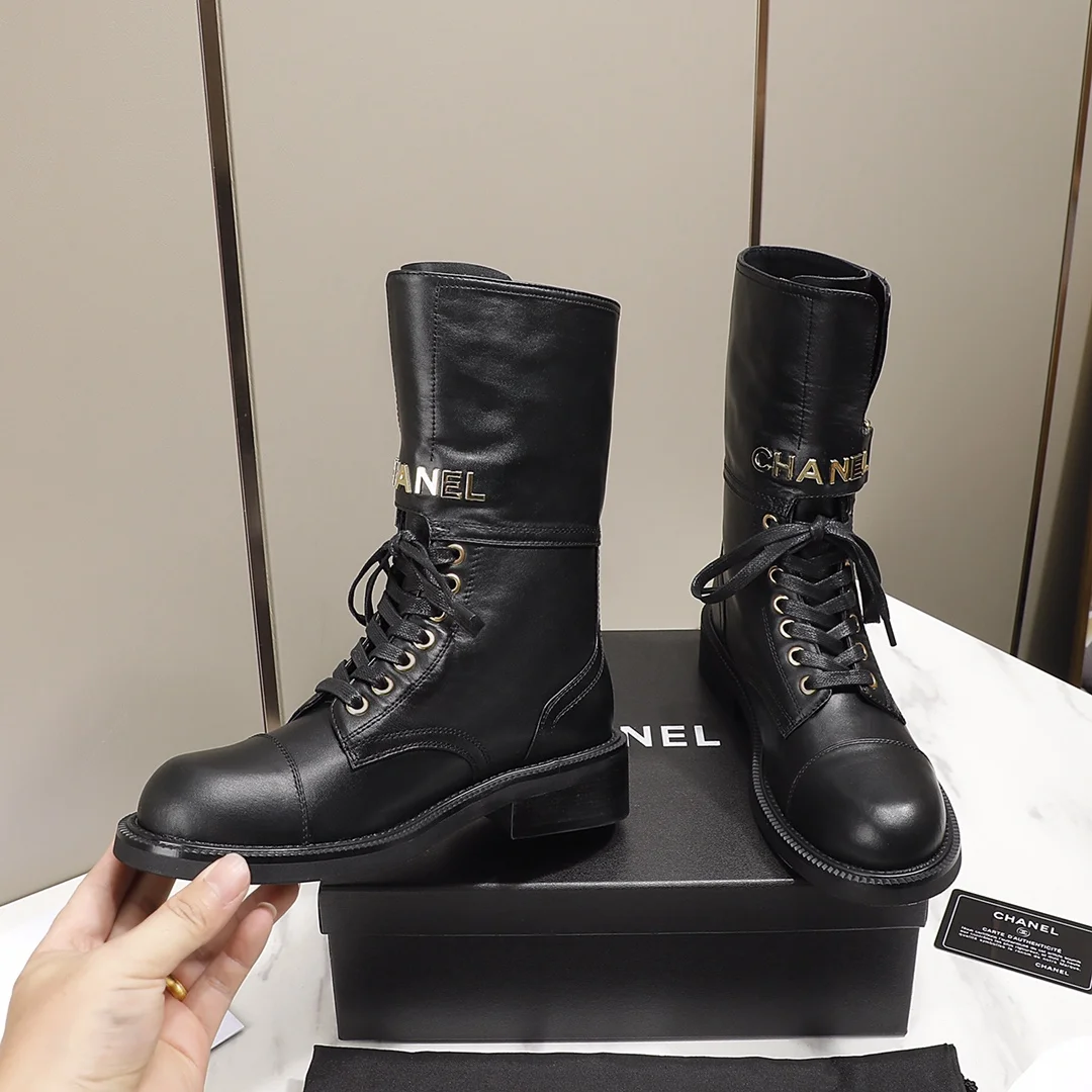 CHANEL Boots Tweed Grosgrain Black-Gold EU35-40 C50202609111256 - Image 8