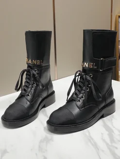 Alternative view of CHANEL Boots Tweed Grosgrain Black-Gold EU35-40 C50202609111257