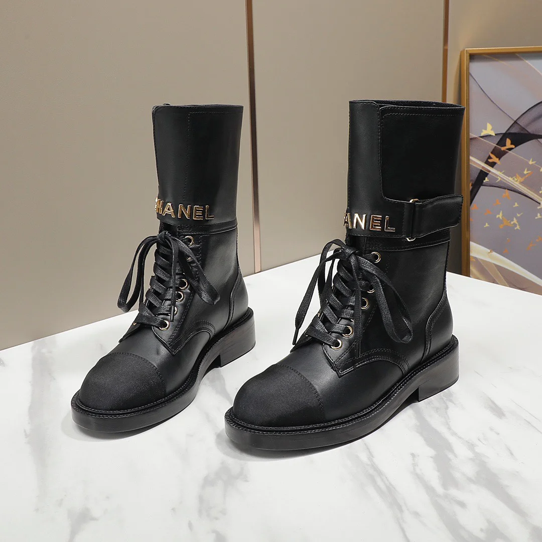 CHANEL Boots Tweed Grosgrain Black-Gold EU35-40 C50202609111257 - Image 2