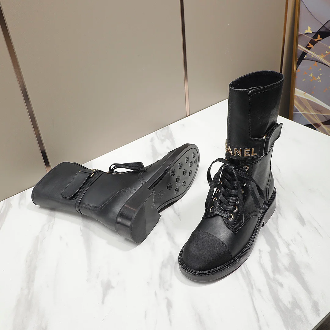 CHANEL Boots Tweed Grosgrain Black-Gold EU35-40 C50202609111257 - Image 3