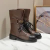 CHANEL Boots Tweed Grosgrain Brown-Black EU35-40 C50202609111259