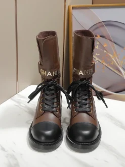 Alternative view of CHANEL Boots Tweed Grosgrain Brown-Black EU35-40 C50202609111259