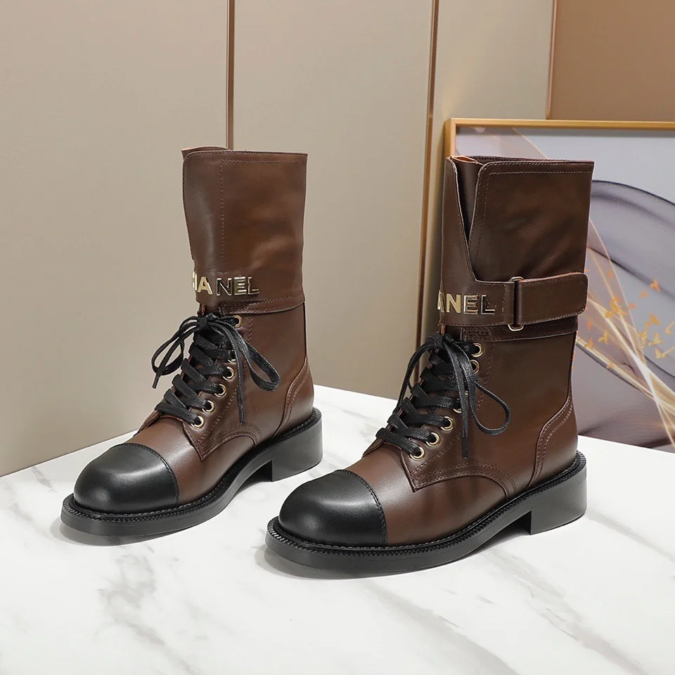 CHANEL Boots Tweed Grosgrain Brown-Black EU35-40 C50202609111259 - Image 3