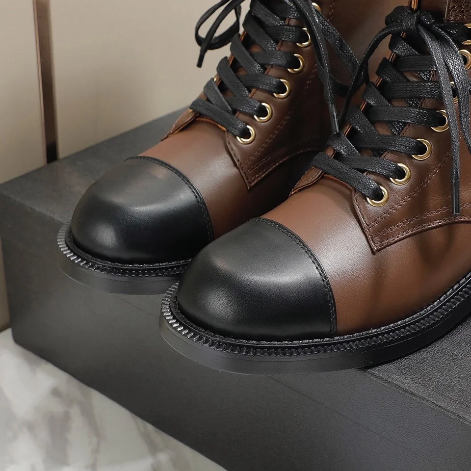 CHANEL Boots Tweed Grosgrain Brown-Black EU35-40 C50202609111259 - Image 9